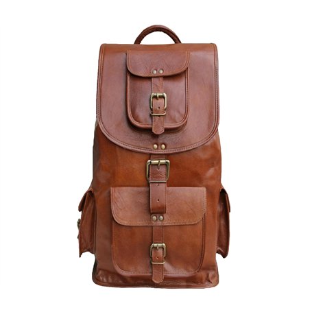 Jaald Indiana Jones Sac à dos en cuir pour ordinateur portable Marron