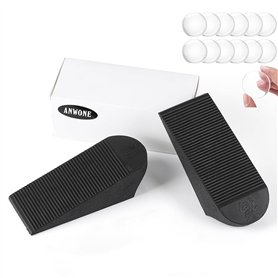 ANWONE 2 Pièces Cale Porte Sol Caoutchouc, Bloc Calle pour Stop Porte Interieur, Bloque Arret de Porte Antidérapantes + 10 Pièce ANWONE 2 Pièces Cale Porte Sol Caoutchouc