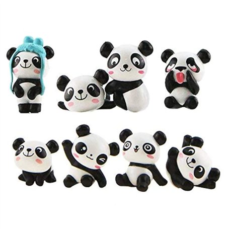 LHKJ 1 Lot de 8 pcs Mini Animal Miniature Panda Décoration,Mignon Jouets Figurines Décoration
