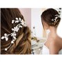 IYOU Mariage mariée cheveux vigne argent perle mariée casque fleur bandeau feuilles accessoires de cheveux pour femmes et filles