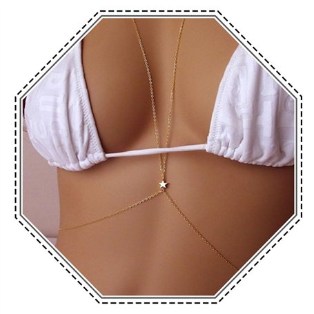 Jovono Star Body Chain Harnais Bikini Body Jewelry Chaîne Ceinture pour les femmes et les filles (Or)