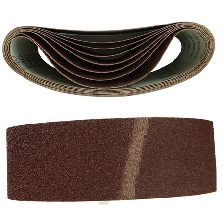 Goodway Lot de 10 bandes abrasives en tissu 75 x 457 mm | Grain 80 | Liant en résine synthétique | Bandes abrasives pour ponceus