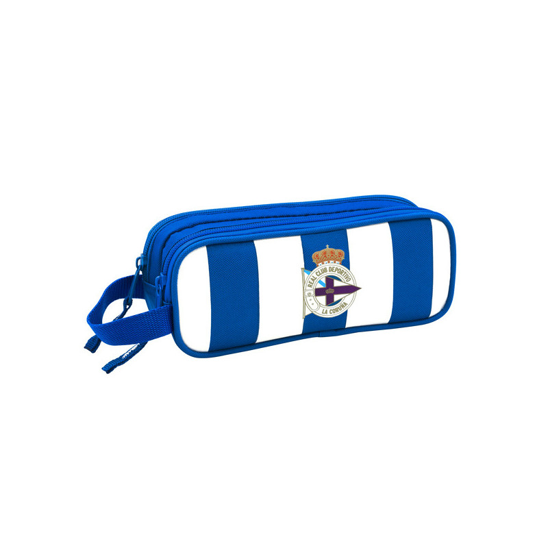 Trousse Fourre-Tout Double R. C. Deportivo de La Coruña Bleu Blanc 21 x 8 x 6 cm