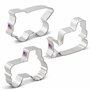 Ann Clark Cookie Cutters Ensemble de 3 emporte-pièces véhicules/machines avec livret de recettes, bulldozer, camion benne et tra