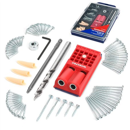 WORKPRO Kit Complet de Gabarit de Trou de Poche de Perçage 125 Pièces