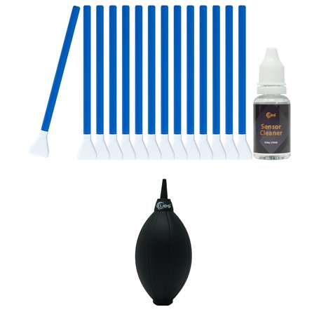 UES APS-C Kit de nettoyage pour capteur d'appareil photo (14 tampons + 15 ml de nettoyant) et souffleur d'air pour capteur d'obj