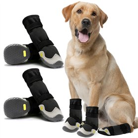 AQH Bottes Thermiques pour Chiens avec Sangles réfléchissantes, Semelle en Caoutchouc Microfibre Respirante, Protection des Patt AQH Bottes Thermiques pour Chiens avec Sangles réfléchissantes