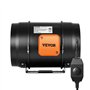 VEVOR Ventilateur de conduit en ligne, 203,2 mm, extracteur d'air silencieux 860 m³/h contrôleur de vitesse variable moteur CA, 