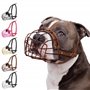 BRONZEDOG Pitbull Muselière pour Chien en métal avec Panier métallique avec Sangles réglables en Cuir pour Grands Chiens (Marron