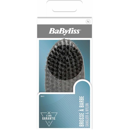 BaByliss - Brosse à barbe en poils de sanglier et en nylon - Brosse compact et ergonomique - Idéal pour le soin des barbes - Gar