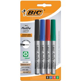 BIC Marking Fine ECOlutions Marqueurs Permanents à Pointe Conique Fine - Couleurs Assorties