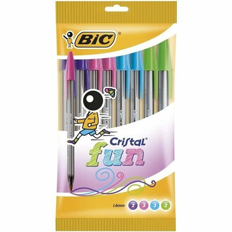 Ensemble de Stylos Bic Cristal Fun 921342 Multicouleur 10 Pièces (10 Unités)