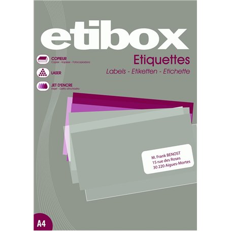 ETIBOX 119752-2100 étiquettes adhésives blanches - 70 x 42