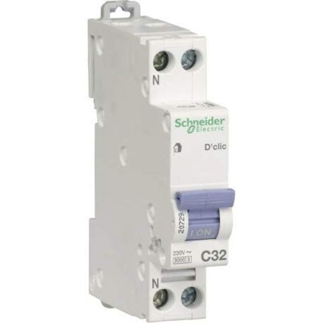 disjoncteur phase + neutre - schneider duoline xp - 32 ampères - courbe c - 20729