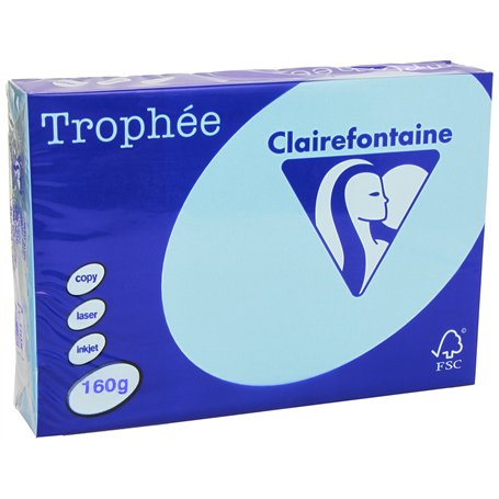 Clairefontaine Trophee Ramette de 250 feuilles papier couleur 160 g A4 Bleu alize