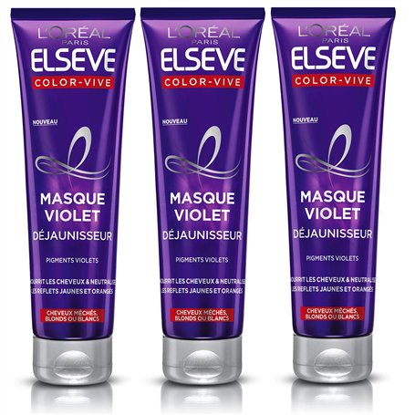 L'Oréal Paris Elsève Color-Vive Masque Violet Déjaunisseur 150 ml - Lot de 3