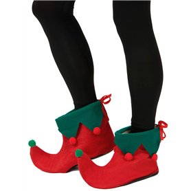 DEGUISE TOI - sur-Chaussures Elfe avec Pompons Adulte - 1 Paire de sur-Chaussures - Taille Unique - Rouge - Accessoires pour dég