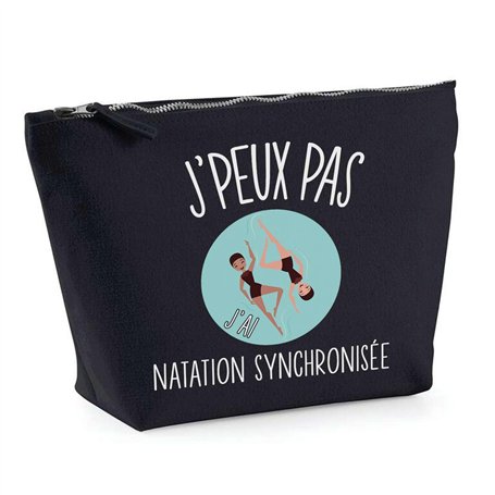 Trousse Noir Natation Synchronisée J'peux Pas | Pochette Toilette Maquillage Idée Sac Cadeau