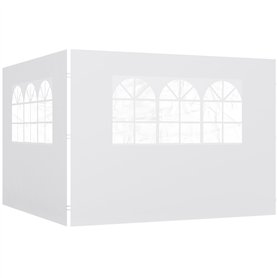 Outsunny Parois latérales de Rechange Barnum tonnelle 3 x 3 ou 3 x 6 m 2 pièces 2 Grandes fenêtres Blanc