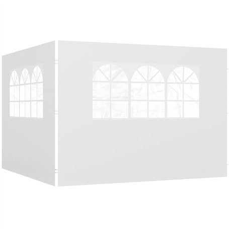 Outsunny Parois latérales de Rechange Barnum tonnelle 3 x 3 ou 3 x 6 m 2 pièces 2 Grandes fenêtres Blanc