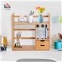 HOMCOM Organiseur de bureau avec tiroirs Bibliothèque multifonctionnel Étagère de Rangement pour Maison École Bureau en Bambou N