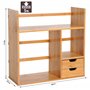 HOMCOM Organiseur de bureau avec tiroirs Bibliothèque multifonctionnel Étagère de Rangement pour Maison École Bureau en Bambou N