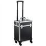 HOMCOM Valise Trolley Maquillage Mallette cosmétique Vanity poignée télescopique réglable 34L x 24l x 52H cm alu. Noir