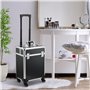 HOMCOM Valise Trolley Maquillage Mallette cosmétique Vanity poignée télescopique réglable 34L x 24l x 52H cm alu. Noir
