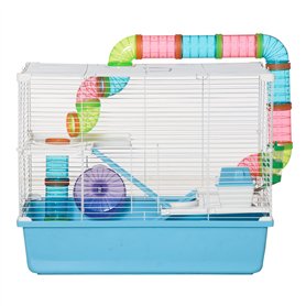 PawHut Cage pour rongeurs et Hamsters 3 Niveaux avec Tunnel