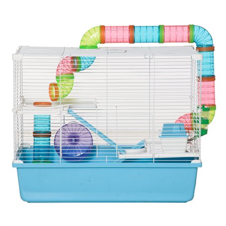PawHut Cage pour rongeurs et Hamsters 3 Niveaux avec Tunnel