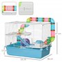 PawHut Cage pour rongeurs et Hamsters 3 Niveaux avec Tunnel, Bouteille d'eau, Roues, Maison, échelle dim. 59L x 36l x 47H cm