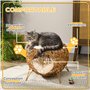 PawHut Panier Niche Maison pour Chat sur Pied en rotin avec Coussin épais dim. Ø 40 x 32 cm Marron Clair
