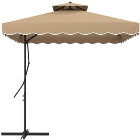 Outsunny Parasol déporté parasol de jardin carré avec pied en croix double toit pour jardin