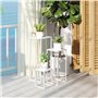 Outsunny Lot de 3 supports pour plantes tabouret à fleurs carré empilables, support pot de fleur en métal pour intérieur et exté