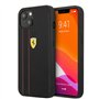 Ferrari Étui de protection en cuir véritable pour iPhone 13" avec deux lignes rouges