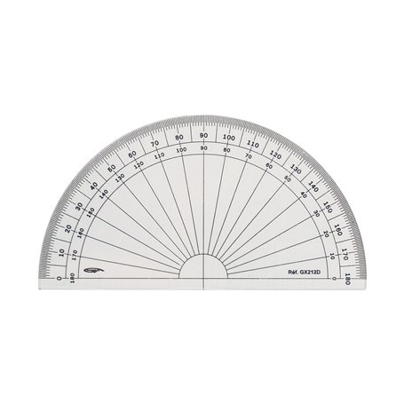 GRAPHOPLEX Rapporteur 1/2 cercle 13cm degrés Transparent