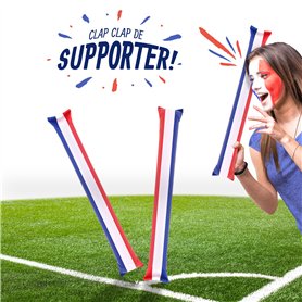 French Tendance - Paire de Clap Clap - Baton Gonflable Supporter France - Pour Applaudisseur - Bleu Blanc Rouge - Tube Plastique