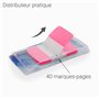 Marque-pages plastifiés repositionnables 40 feuilles 45 x 25mm (rose)