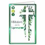 68-6006 Carte Félicitations pour ta Communion pour Garçon Fille Croix Chrétienne Catholique Feuillage Champêtre Vert Brillant -