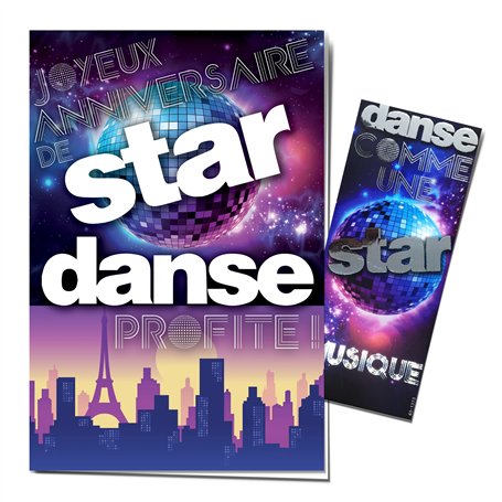 Carte Joyeux Anniversaire de Star Danse Musique Profite - Marque-page Argenté Brillant - Enveloppe Incluse - Emission TV Concour