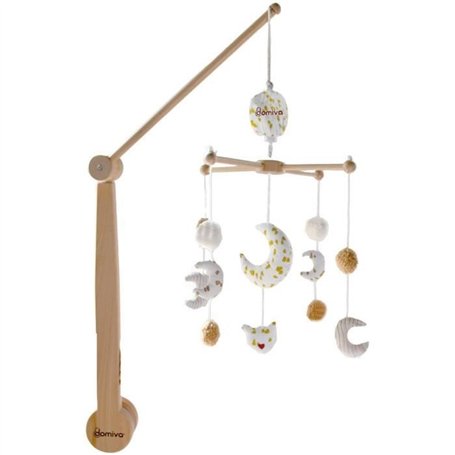 Mobile musical lune pour bébé Naturel 60x40 cm