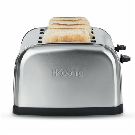 H.Koenig TOS14 Grille Pain Toaster 4 Tranches Fentes larges Inox vintage