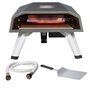 Four a pizza gaz 4400W Cuisson 3 min 450°C + Tuyau à gaz Prémonté Allumage piézo Garantie 5 ans + Pelle à pizza