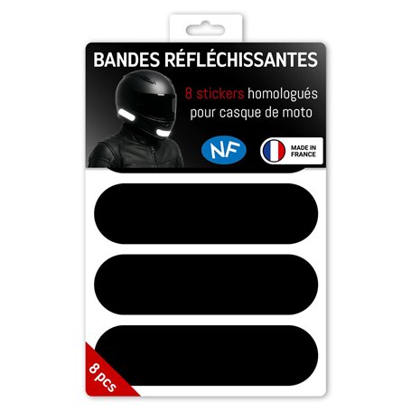 Wraplab - Kit 8 Stickers Bandes Réfléchissantes pour Casque Moto - Homologués France - Haute Visibilité Nuit - Made in France