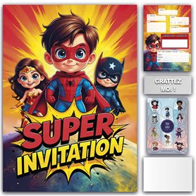 Lola et Louis (L&L) 10 Cartes Invitation Enfants avec Enveloppes pour fille et garçon • MESSAGE SECRET À GRATTER • Thème Super-H Lola et Louis (L&L) 10 Cartes Invitation Enfants avec Enveloppes pour fille et garçon • MESSAGE SECRET À GRATTER • Thème Super-H