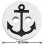 AERZETIX - C65672 - Lot de 10 Boutons à coudre motif "ancre marine" Ø12.5x2.9 mm à 2 trous 20L L20 - couleur: blanc/noir - en pl