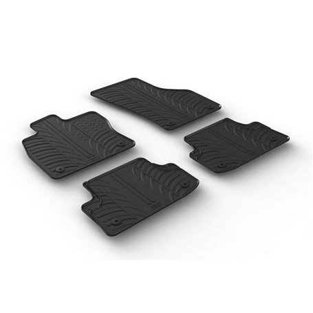 Set tapis de caoutchouc compatible avec Audi A3 HB/Sportback/Sedan 2012- (T profil 4 pièces + clips de montage)