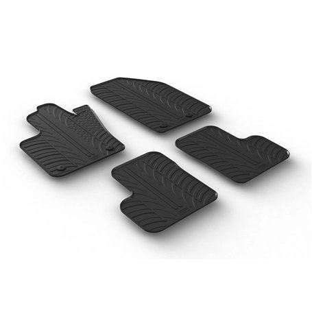 Set tapis de caoutchouc compatible avec Fiat 500X 2015- & Jeep Renegade après 02/2015- (T profil 4-pièces + clips de montage)