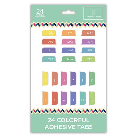 Onglets adhésifs – Mois et chiffres – Conçu pour les agendas Lux Pro A5 et Compact – Compatible avec le Lux Pro A5 et Lux Pro Co