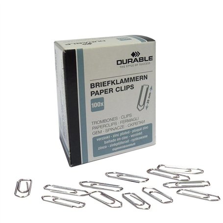Durable 120625 Boîte de 100 Trombones 26 mm Zinc